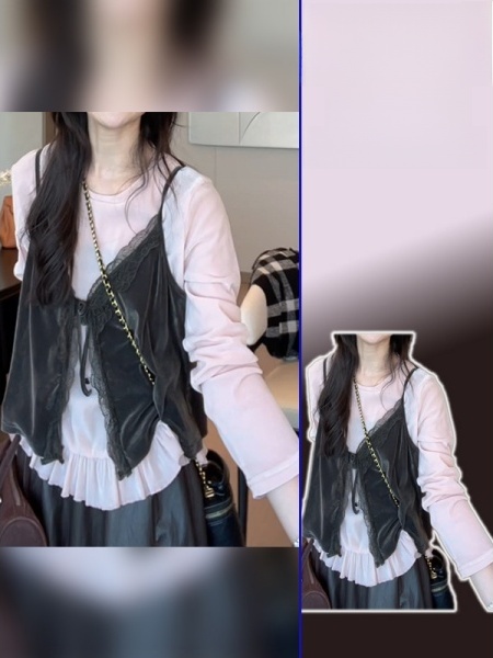 plus Size Women's Lace Trim V- - Base Layer Top ulasan dan harga