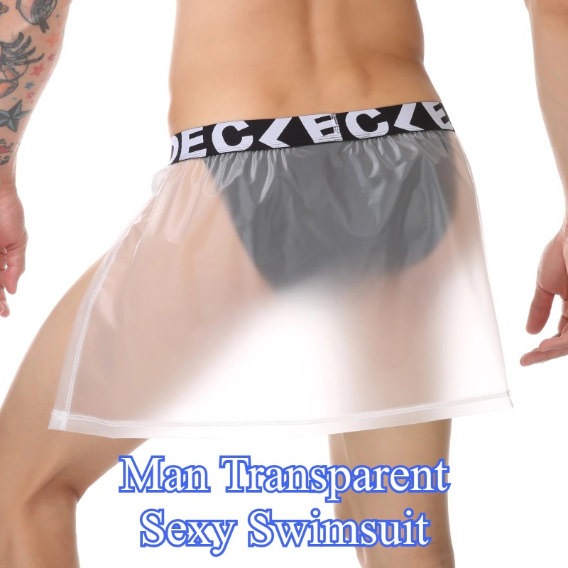 Men Sexy Transparent Swimwear  - Boxer Shorts Modal ulasan dan harga