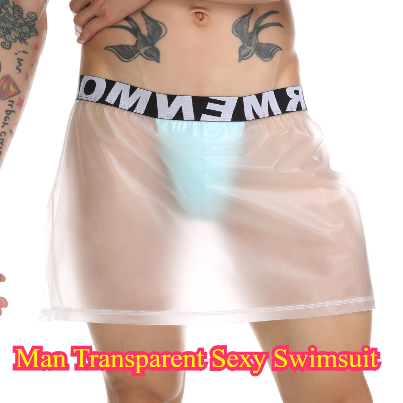 Men Sexy Transparent Swimwear  - Boxer Shorts Modal ulasan dan harga